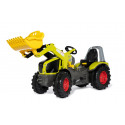 Tractor de pedales Claas Axion 950 para niños con cargador frontal y asiento ajustable.