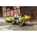 Tractor de pedales Claas Axion 950 para niños con cargador frontal y asiento ajustable.