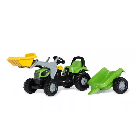 Tractor Deutz-fahr con pala y remolque a pedales