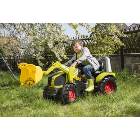 Tractor de juguete Claas Axion 960 Rolly Toys con pala cargadora frontal para niños.