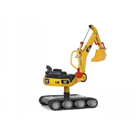 Excavadora infantil de metal rollyDigger CAT con brazo articulado y asiento giratorio.