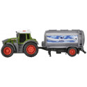 Tractor de juguete Fendt de 26 cm con tanque de leche, luces y sonidos realistas para niños.