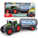 Tractor de juguete Fendt de 26 cm con tanque de leche, luces y sonidos realistas para niños.