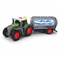 Tractor de juguete Fendt de 26 cm con tanque de leche, luces y sonidos realistas para niños.