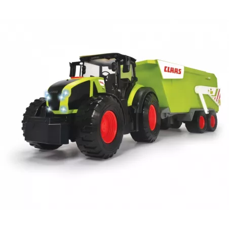Tractor de juguete Claas Farm Trailer de 64 cm con volquete móvil, luces y sonidos para niños.