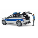 Vehículo policial Range Rover Velar de juguete a escala 1:16 con figura de policía bworld y luces.