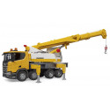 Camión grúa de juguete Scania Super 560R Liebherr de Bruder a escala 1:16 con luces y sonido