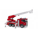 Camión de bomberos de juguete Scania Super 560R de Bruder a escala 1:16 con escalera extensible.