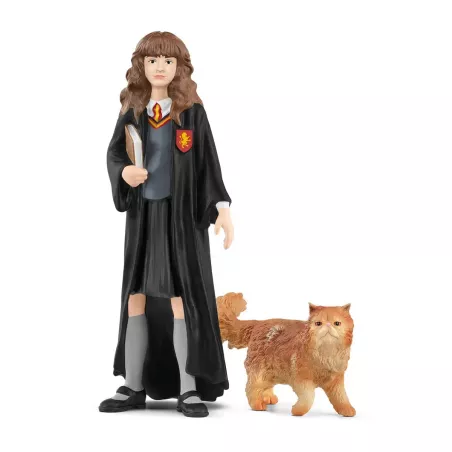 Figura coleccionable de Hermione Granger y el gato Crookshanks de Harry Potter pintada a mano