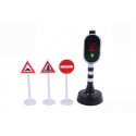 Set de semáforos de juguete Kids Globe con luces y señales de tráfico para educación vial infantil.