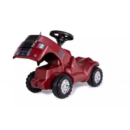 Camión correpasillos rollyMinitruck Mack con ruedas silenciosas y capó abatible para niños de 1.5 a 4 años.