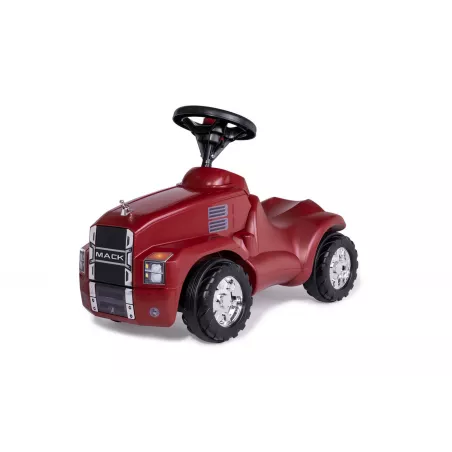 Camión correpasillos rollyMinitruck Mack con ruedas silenciosas y capó abatible para niños de 1.5 a 4 años.