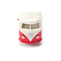Autobús de juguete VW T1 a escala 1:50 de metal y plástico con puertas que se abren.