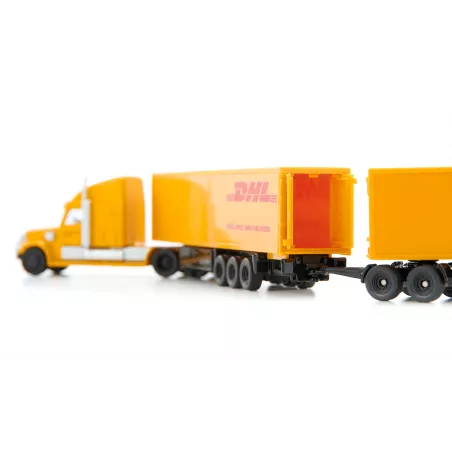 Maqueta de tren de carretera DHL a escala 1:87 de metal y plástico