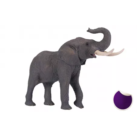 Figura de juguete de elefante africano realista y pintada a mano para niños y coleccionistas.