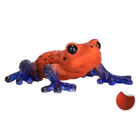 Figura coleccionable y realista de rana dardo venenoso con colores vibrantes para decoración.