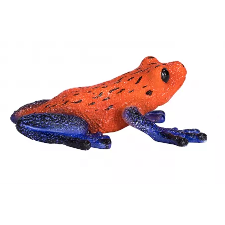 Figura coleccionable y realista de rana dardo venenoso con colores vibrantes para decoración.