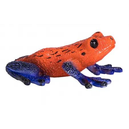 Figura coleccionable y realista de rana dardo venenoso con colores vibrantes para decoración.
