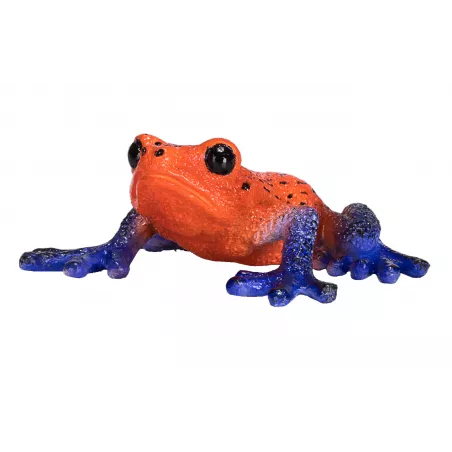 Figura coleccionable y realista de rana dardo venenoso con colores vibrantes para decoración.