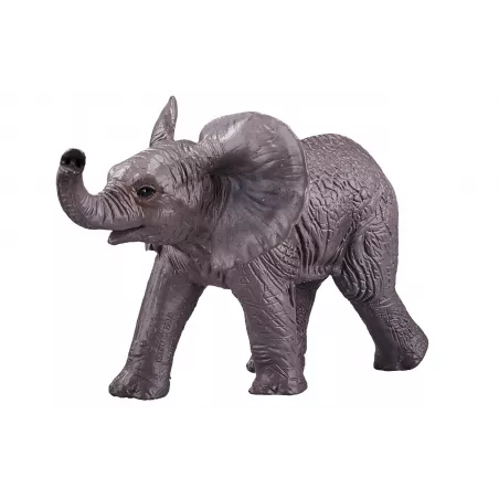 Figura realista de bebé elefante africano de juguete pintada a mano para coleccionistas y juego educativo.