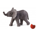 Figura realista de bebé elefante africano de juguete pintada a mano para coleccionistas y juego educativo.