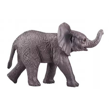 Figura realista de bebé elefante africano de juguete pintada a mano para coleccionistas y juego educativo.