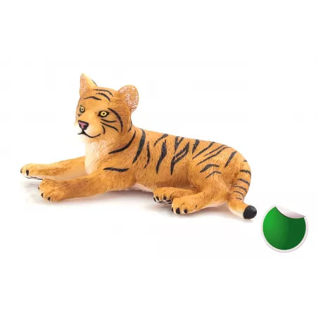 Figura realista de tigre bebé tumbado pintada a mano de Mojo