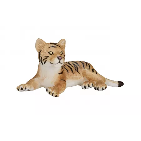 Figura realista de tigre bebé tumbado pintada a mano de Mojo