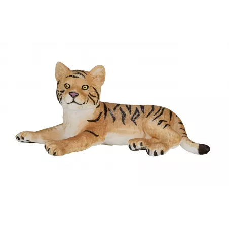 Figura realista de tigre bebé tumbado pintada a mano de Mojo