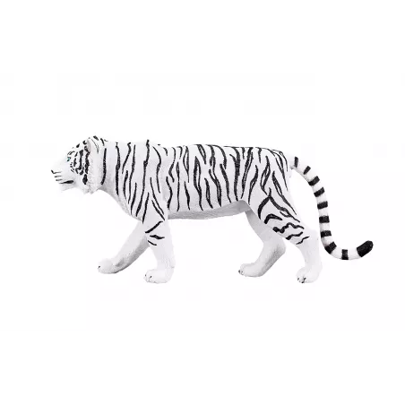 Figura decorativa de tigre blanco con diseño realista y detallado para coleccionistas.