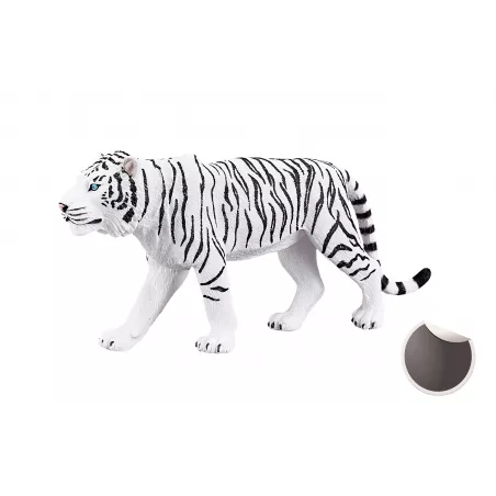 Figura decorativa de tigre blanco con diseño realista y detallado para coleccionistas.