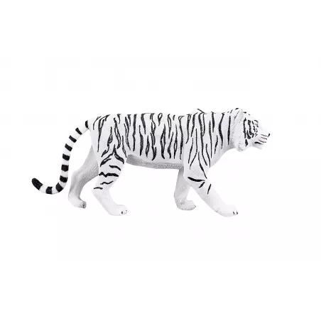 Figura decorativa de tigre blanco con diseño realista y detallado para coleccionistas.
