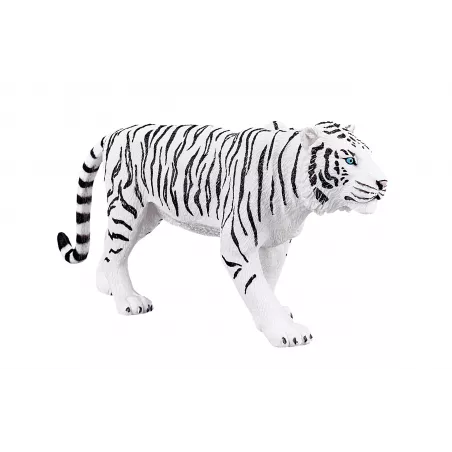 Figura decorativa de tigre blanco con diseño realista y detallado para coleccionistas.