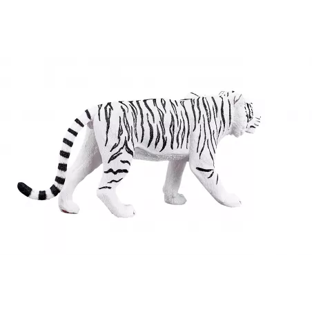 Figura decorativa de tigre blanco con diseño realista y detallado para coleccionistas.