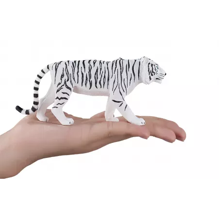 Figura decorativa de tigre blanco con diseño realista y detallado para coleccionistas.