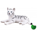 Figura realista de tigre blanco acostado para decoración y dioramas