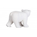 Figura de juguete de cachorro de oso polar caminando, esculpida y pintada a mano con realismo.