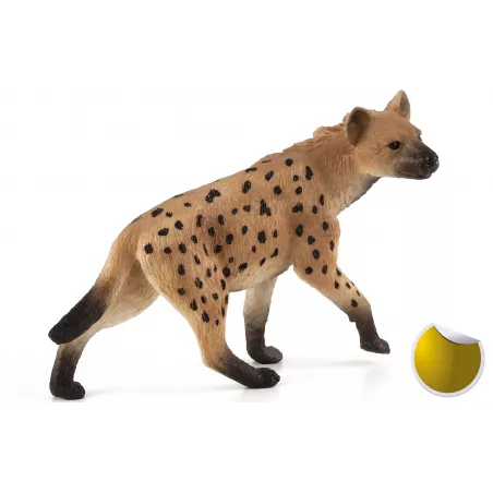 Figura de hiena realista y detallada para coleccionistas y educación sobre fauna salvaje.