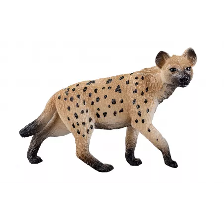 Figura de hiena realista y detallada para coleccionistas y educación sobre fauna salvaje.