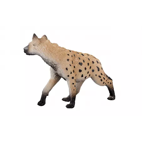 Figura de hiena realista y detallada para coleccionistas y educación sobre fauna salvaje.