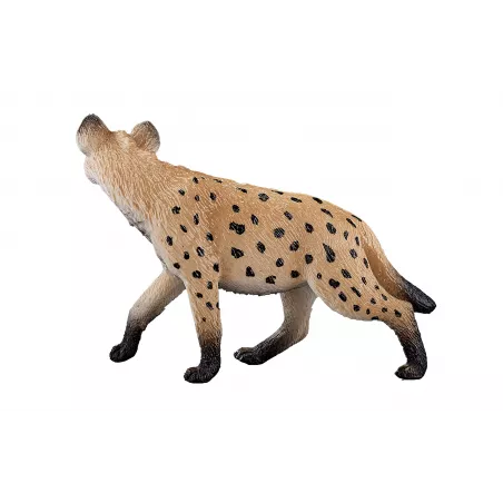 Figura de hiena realista y detallada para coleccionistas y educación sobre fauna salvaje.