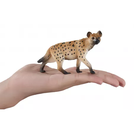 Figura de hiena realista y detallada para coleccionistas y educación sobre fauna salvaje.