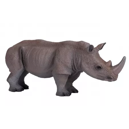 Figura realista de rinoceronte blanco pintada a mano para coleccionistas y juego educativo.