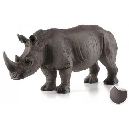 Figura realista de rinoceronte blanco pintada a mano para coleccionistas y juego educativo.