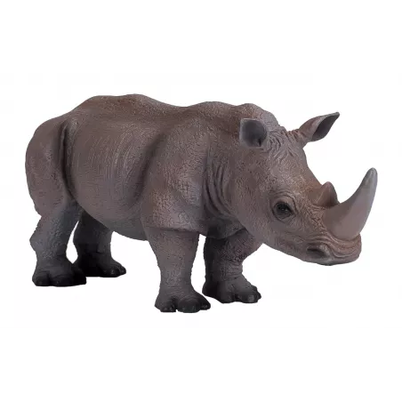 Figura realista de rinoceronte blanco pintada a mano para coleccionistas y juego educativo.