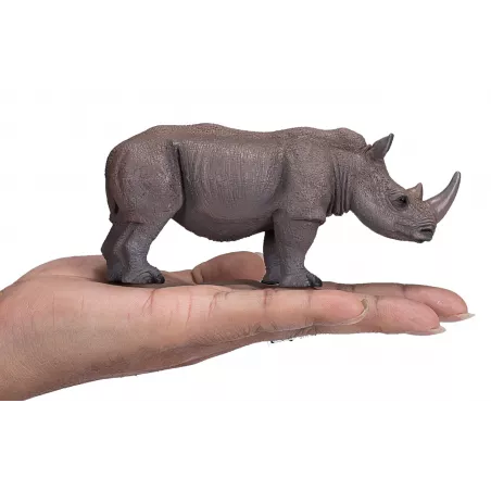Figura realista de rinoceronte blanco pintada a mano para coleccionistas y juego educativo.