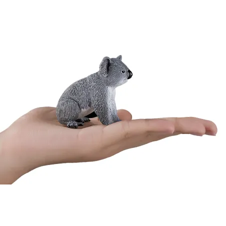 Koala en miniatura realista pintado a mano, ideal para juego educativo y colección.