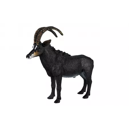 Figura decorativa realista de antílope sable esculpida con detalle para coleccionistas de fauna.