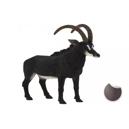Figura decorativa realista de antílope sable esculpida con detalle para coleccionistas de fauna.