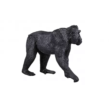 Figura realista de macaco crestado negro pintada a mano para coleccionistas y juego educativo.